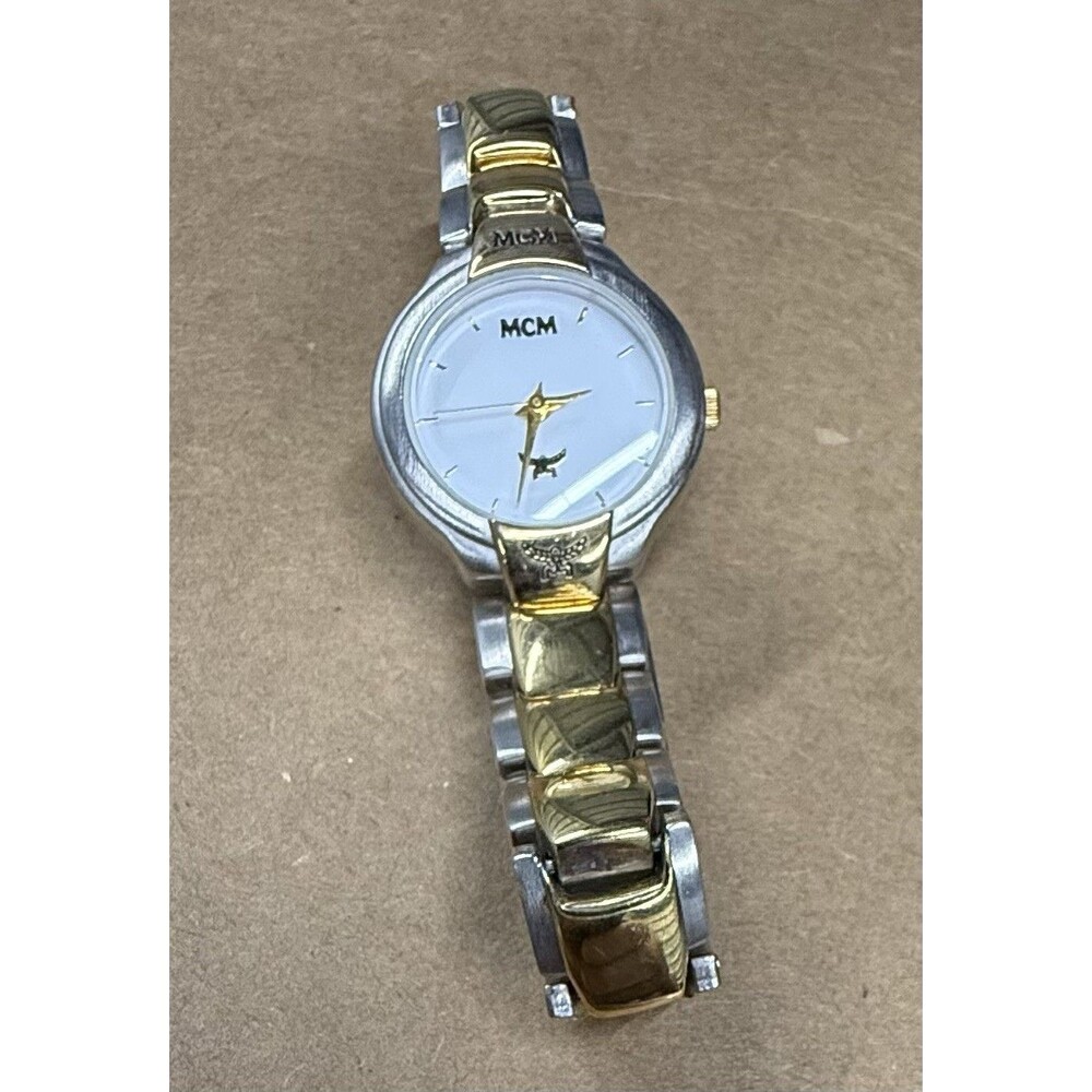 MCM AM LINE 6991 Women’s Stainless Quartz Watch Swiss Two Tone Circle w/COA